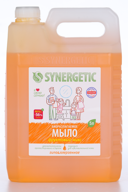 Мыло жидкое SYNERGETIC д/рук и тела фруктовый микс, 5 л