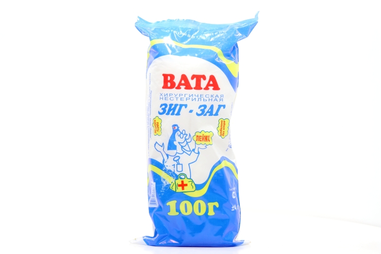 Вата н/с Зиг-Заг, 100 г, Лейко