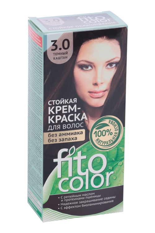 Крем-краска Fitocolor темный каштан д/волос тон 3.0 115 мл