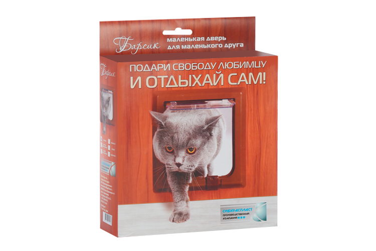 Дверца д/кошек БАРСИК проём 145х145 мм толщина двери 36-42 мм чёрный