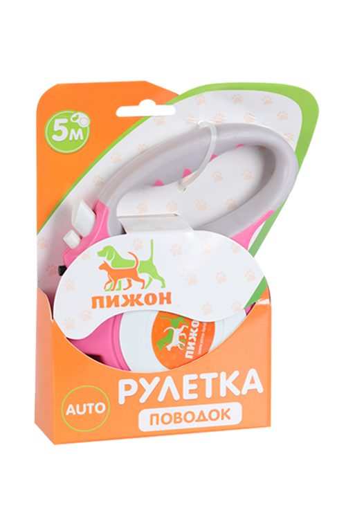 Рулетка «Пижон» с фонариком, прорезиненная ручка, 5 м, до 35 кг, розовая