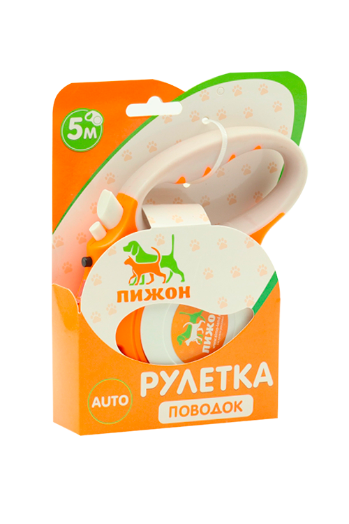 Рулетка «Пижон» с фонариком, прорезиненная ручка, 5 м, до 35 кг, оранжевая