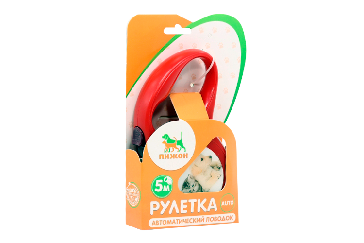 Рулетка с принтом «Милашка», 5 м, вес животного до 15 кг, красная