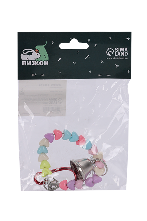 Игрушка д/птиц Кольцо из бусин с колокольчиком 6х17 см