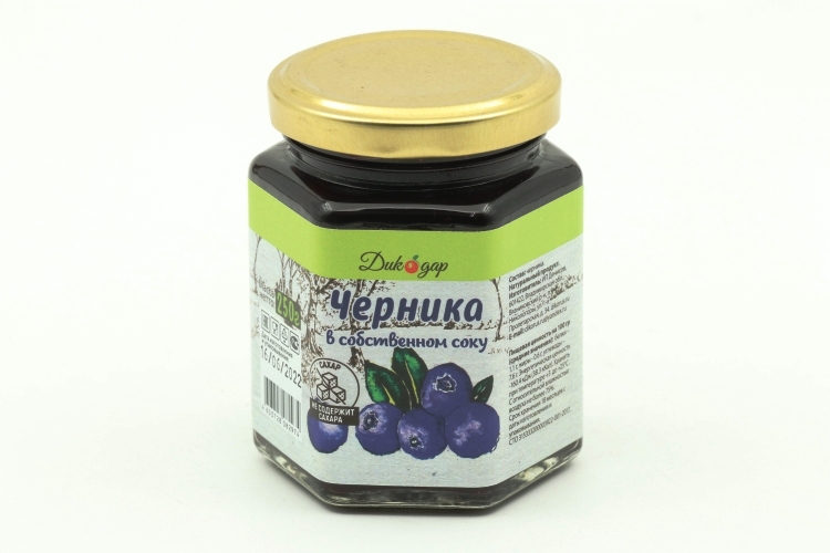 Черника Дикодар в собственном соку без сахара, 250 г