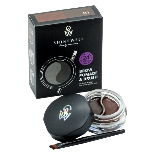 Помада SHINEWELL Brow pomade brush 01 д/бровей двойная с кистью светло-кор/коричневый