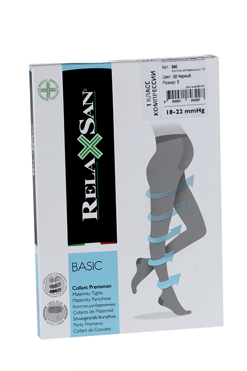 Колготки RELAXSAN Basic д/беременных 1 класс компрессии Collant Premaman140 ден 890 черный р 3