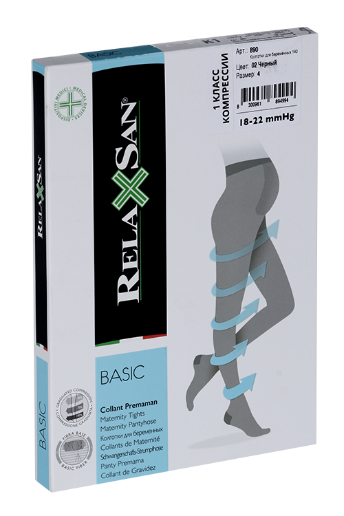 Колготки RELAXSAN Basic д/беременных 1 класс компрессии Collant Premaman140 ден 890 черный р 4