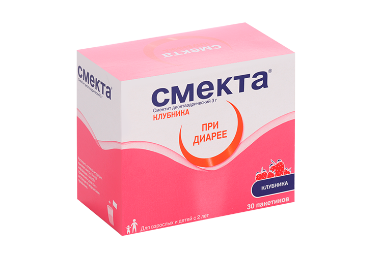 Смекта 3 г, 30 шт, порошок для приготовления суспензии для приема внутрь клубничный