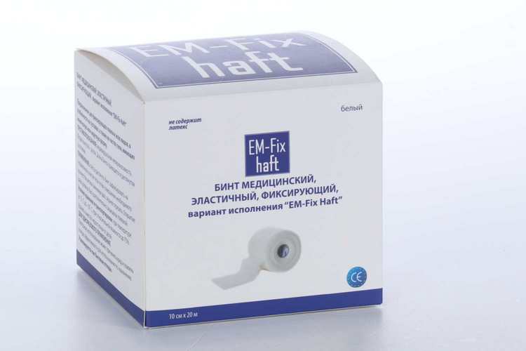 Медицинский бинт EM-Fix Haft эластичный фиксирующий 10 смх20 м, белый