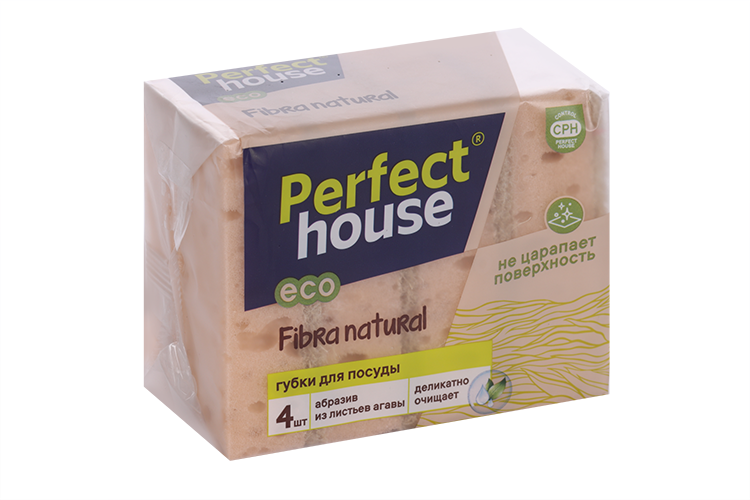 Губки Perfect House Eco Line Fibra Natural д/посуды 4 шт