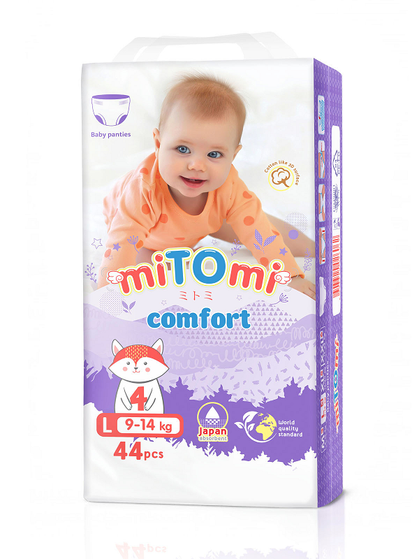Подгузники-трусики miTOmi Comfort размер L 9-14 кг, 44 шт
