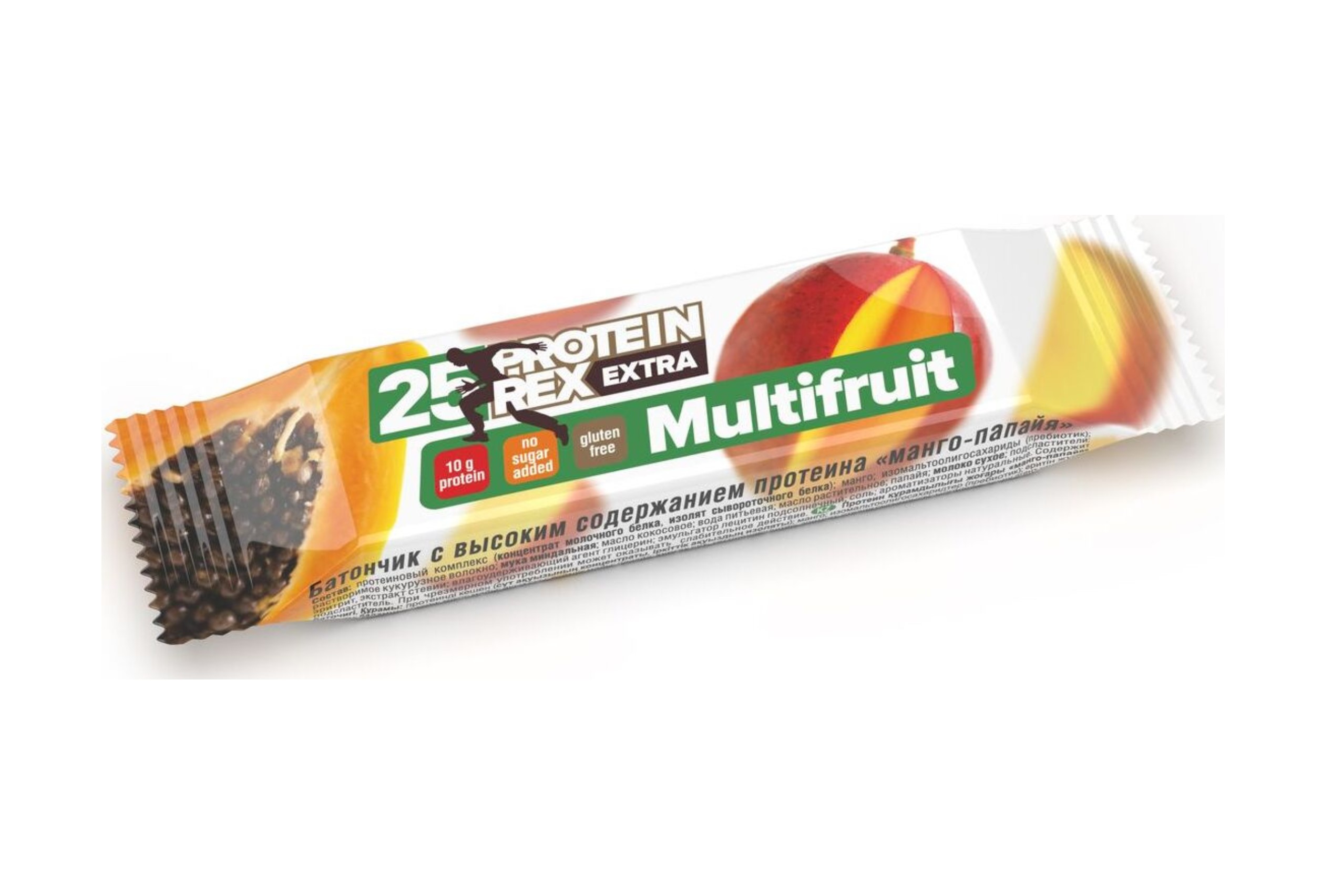 Батончик ProteinRex EXTRA Multifruit с высоким содерж протеина со вкусом манго-папайя, 40 г