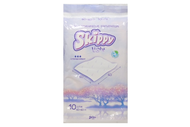 Пеленки Skippy одноразовые впитывающие гигиенические 60х60 см, 10 шт