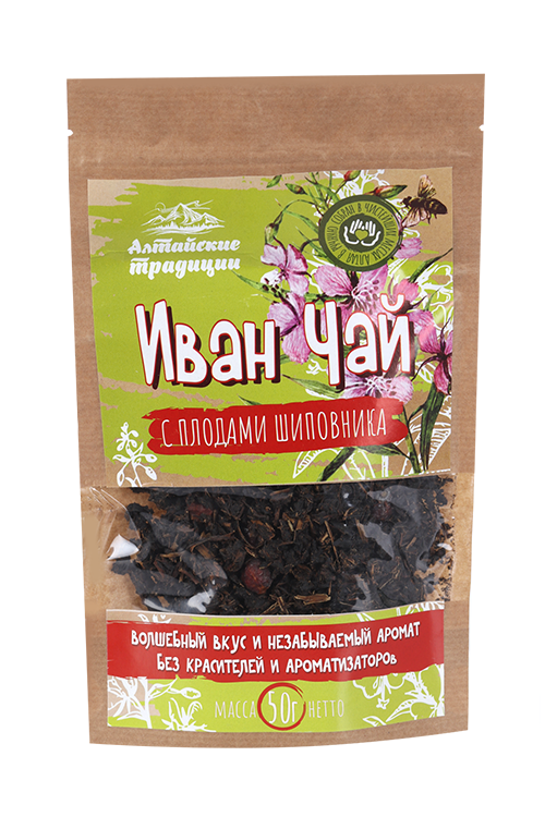 Иван-чай ферментированный с плодами шиповника, 50 г, крафт-пакет