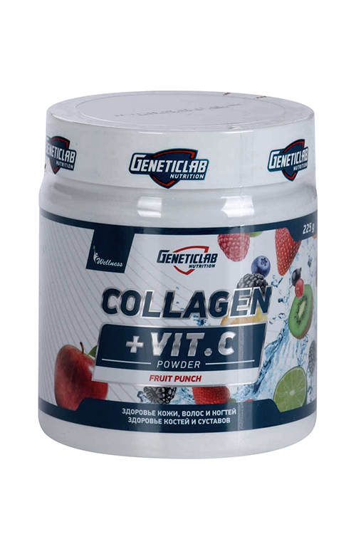 Добавка GENETICLAB Collagen+ Vit C комплексная пищевая Фруктовый пунш, 225 г