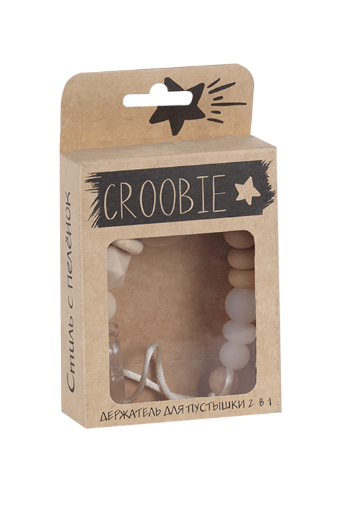 Держатель Croobie Medium д/пустышки дерево беж/молоч/белый шоколад/белый матовый/белый иней