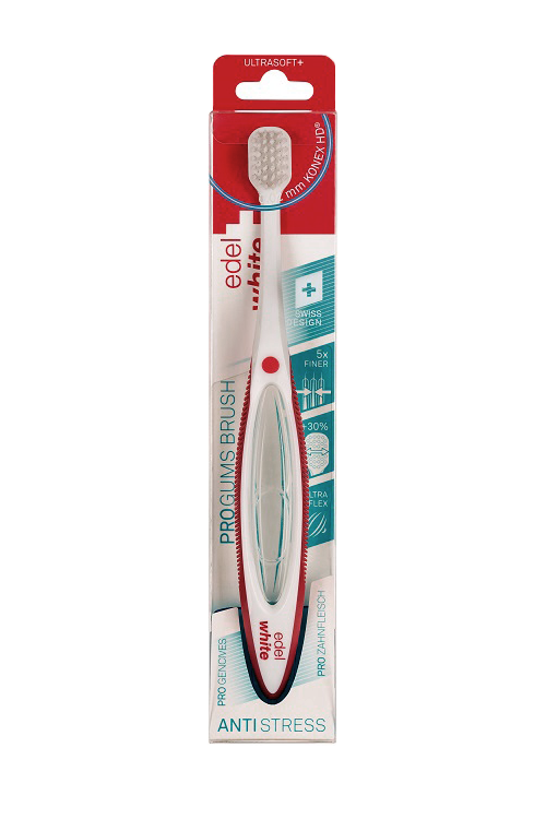 З/щетка Edel+White Pro Gums Ultrasoft+ Antistress с защитным колпачком, белая