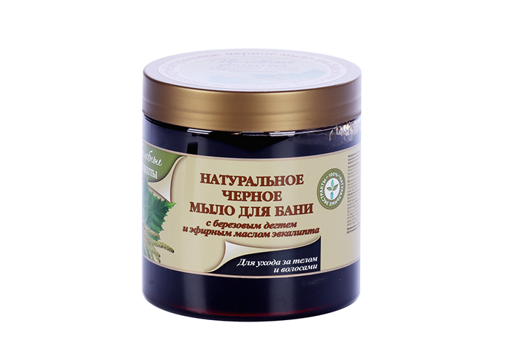 Мыло д/бани Целебные рецепты черное с березовым дегтем и эфирным маслом эвкалипта, 500 мл
