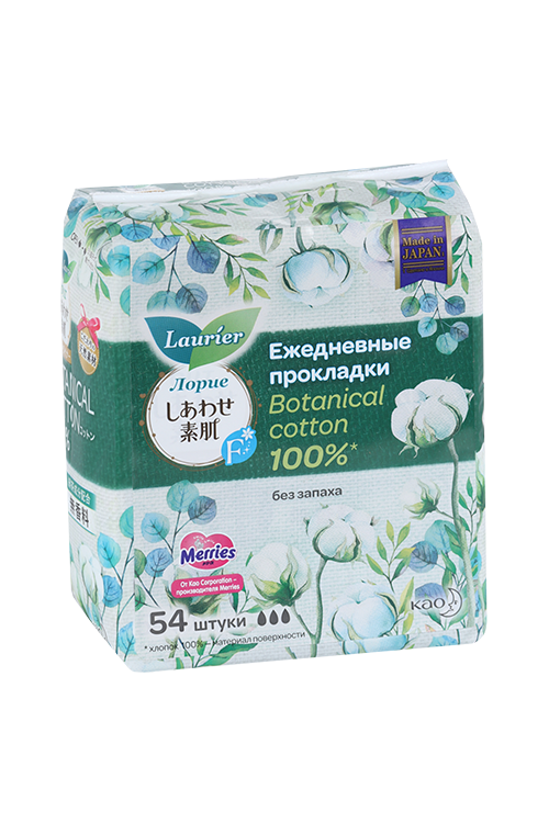 Прокладки Laurier F Botanical Cotton гигиенические без запаха на каждый день жен, 54 шт