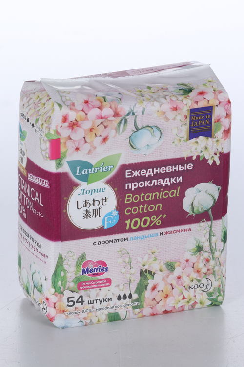 Прокладки Laurier F Botanical Cotton гигиенич ландыш/жасмин на каждый день жен, 54 шт