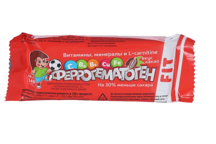 Феррогематоген Фит, 50 г, пастилки жевательные