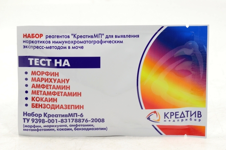 Тест-системы наркотиков 6 видов Креатив МП-6 морфин/марихуан/метамфетам/кокаин/амфетам/бензодиаз