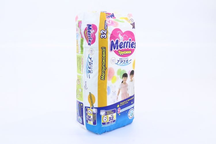 Трусики-подгузники MERRIES д/детей р XXL (15-28 кг), 32 шт