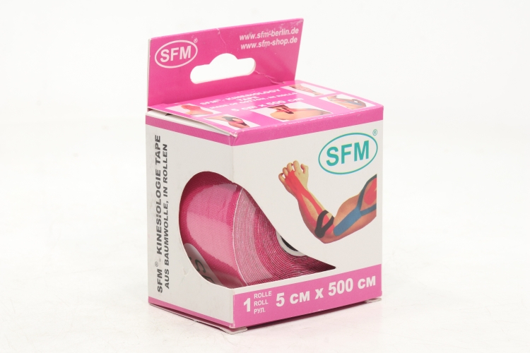 Лента кинезиологическая SFM-Plaster на хлопковой основе 5х500 см ярко-розовый
