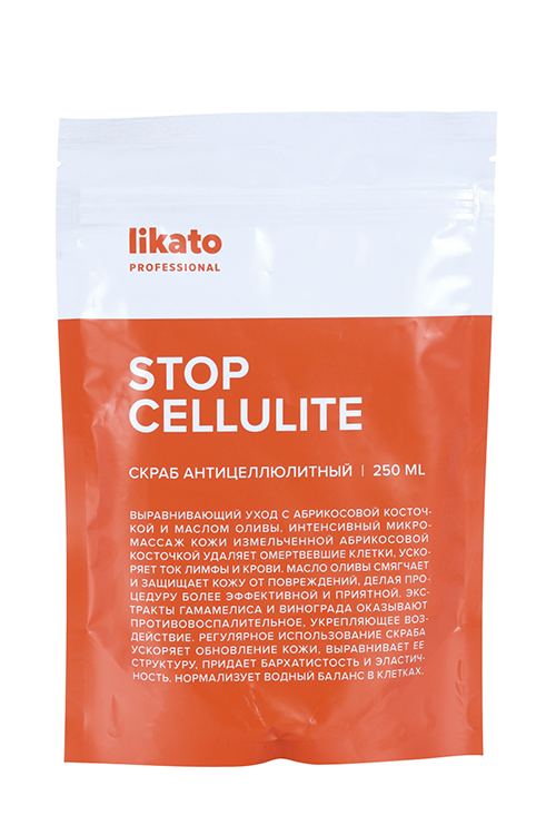 Скраб Likato Professional антицеллюлит выравнивающий с абрикосовой косточкой/масом оливы, 250 мл