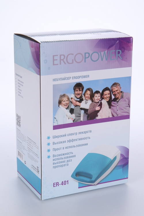 Небулайзер ERGOPOWER голубой ER-401 274х167х106, 6 шт