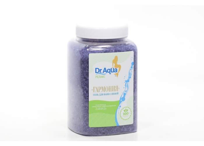 Соль д/ванн Dr Aqua Релакс морская с пеной Гармония лаванда, 750 г