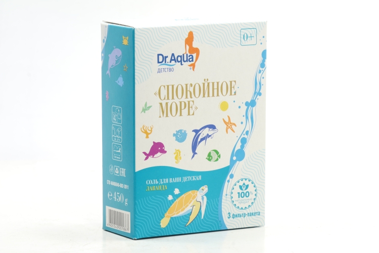 Соль д/ванн Dr Aqua Детство Спокойное море лаванда, 150 г, 3 шт, фильтр-пакет
