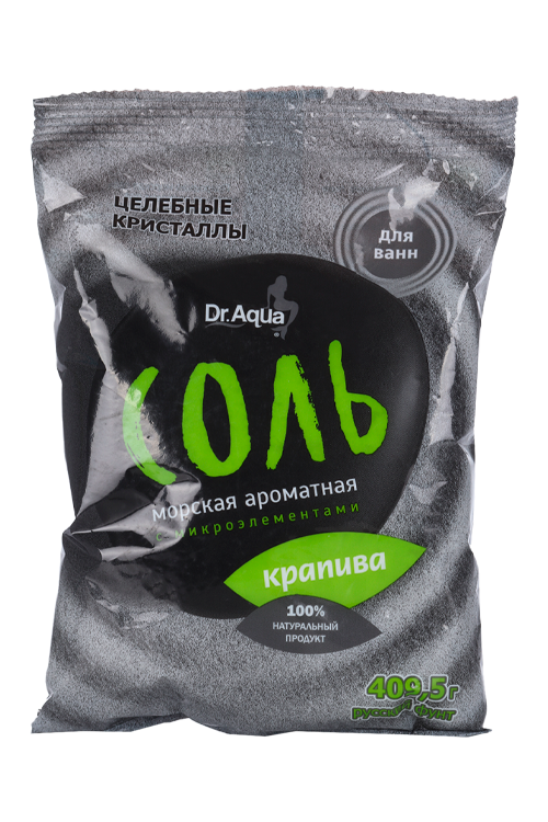 Соль д/ванн Dr Aqua Целебные кристаллы морская/ароматная Крапива, 409,5 г