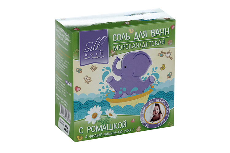 Соль д/ванн Silk Bath Морская природная детская с ромашкой, 250 г, 4 шт, фильтр-пакет