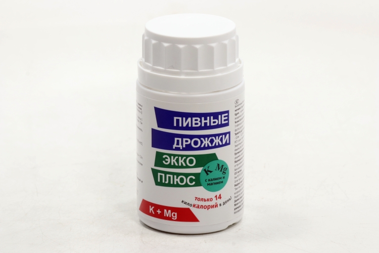 Дрожжи пивные Эко Плюс с калием и магнием, 450 мг, 100 шт, таблетки