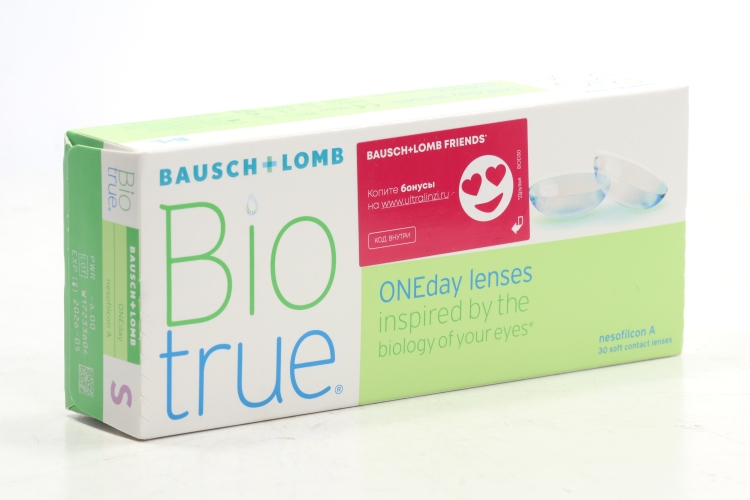 Линзы Bausch+Lomb BioTrue ONEday контактные R 8.6 (диоптрия -6,0), 30 шт