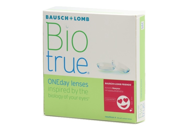 Линзы Bausch+Lomb BioTrue ONEday контактные R 8.6 (диоптрия -7,0), 90 шт