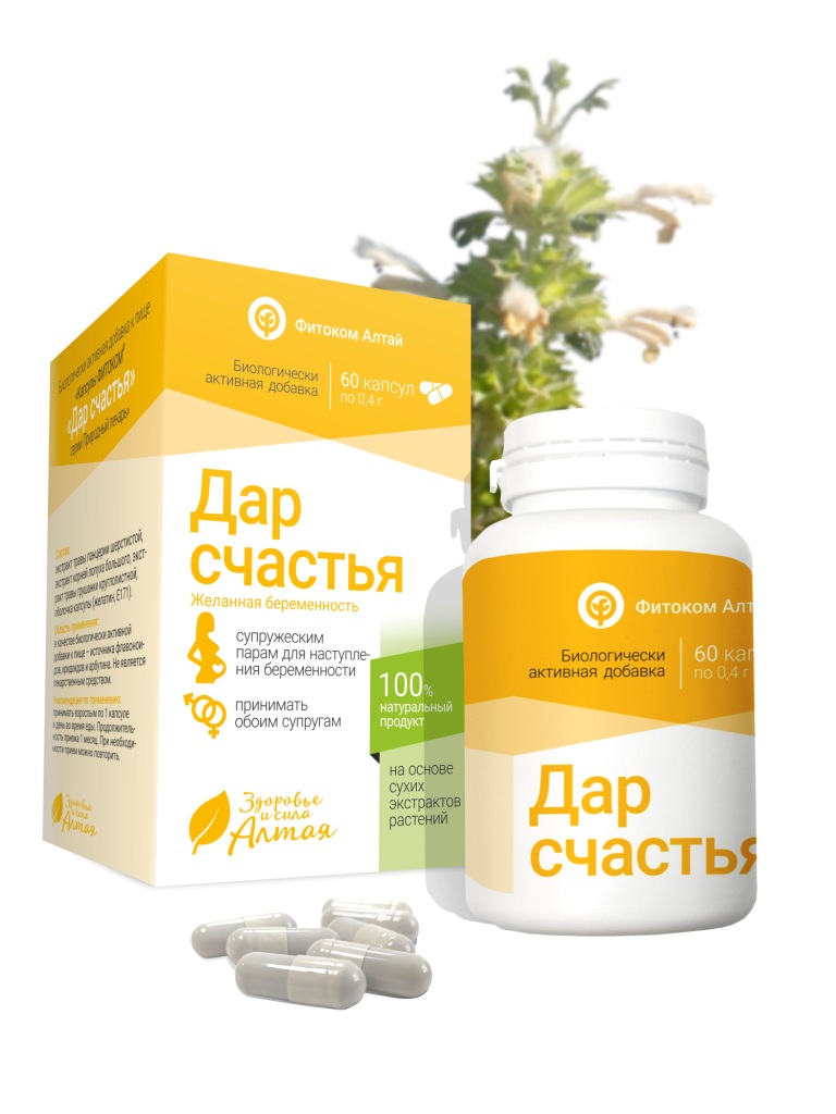 Капсулы Дар счастья д/улучш детородной функции Природный лекарь, 0,4 г, 60 шт, Фитоком