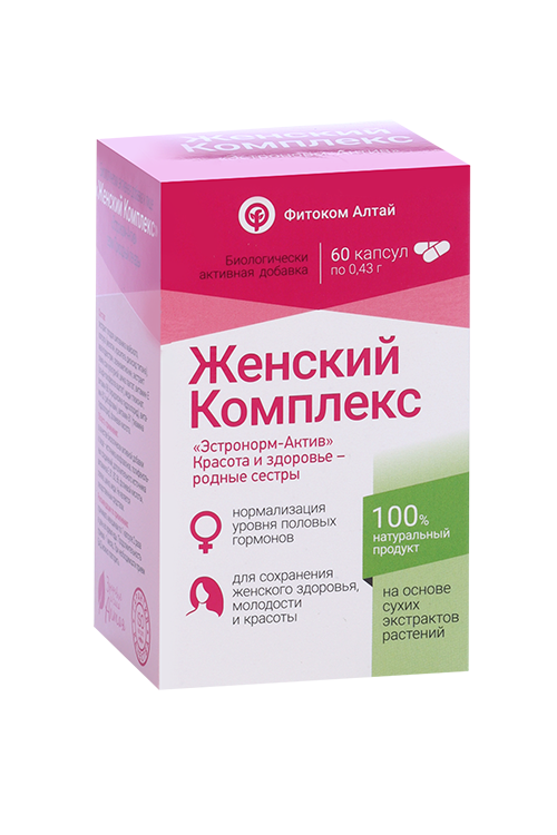 Женский комплекс Эстронорм-Актив в пер климакса/менопаузы Природный лекарь, 0,43 г, 60 шт, капсулы Фитоком