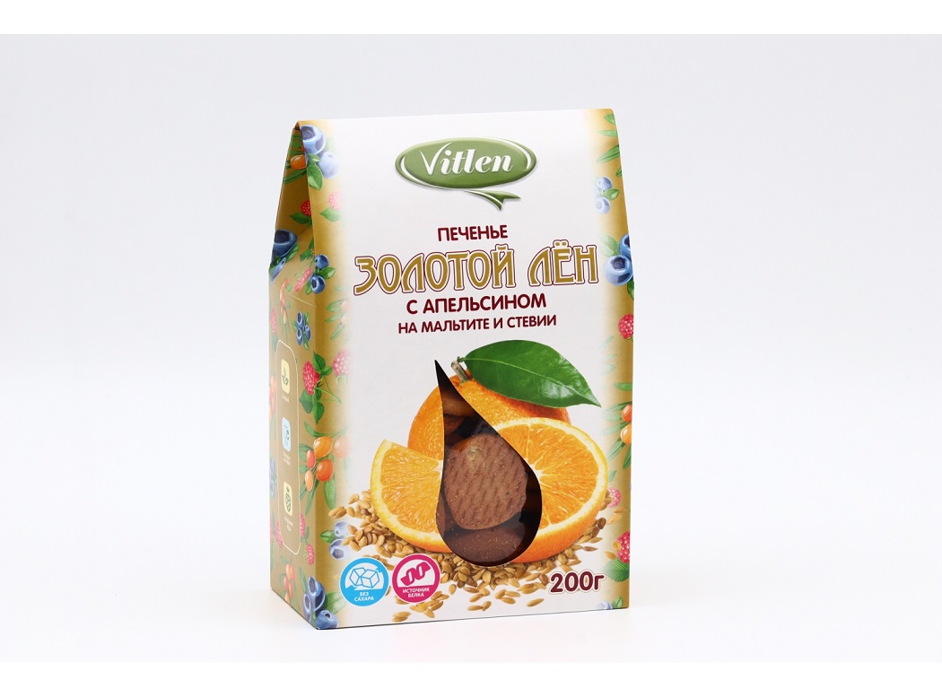 Печенье Vitlen Золотой лен с апельсином, 200 г