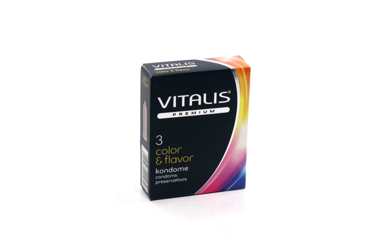 Презервативы Vitalis Premium color and flavor ширина 53 мм, 3 шт
