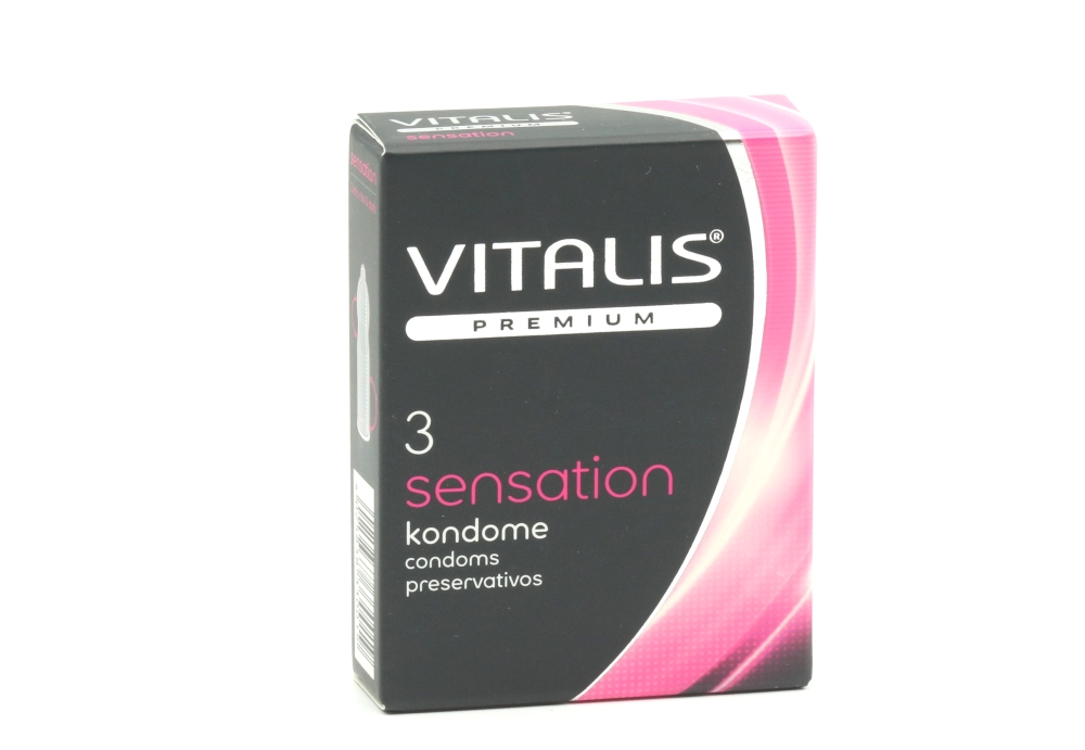 Презервативы Vitalis Premium sensation с кольцами/точками ширина 53 мм, 3 шт