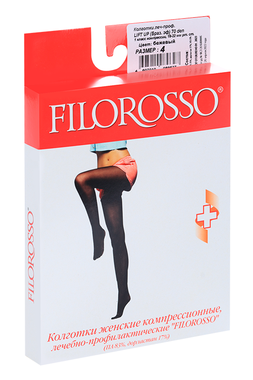 Колготки FILOROSSO Lift Up компресс лечеб-профилакт 70 den 1 класс бежевый р 4