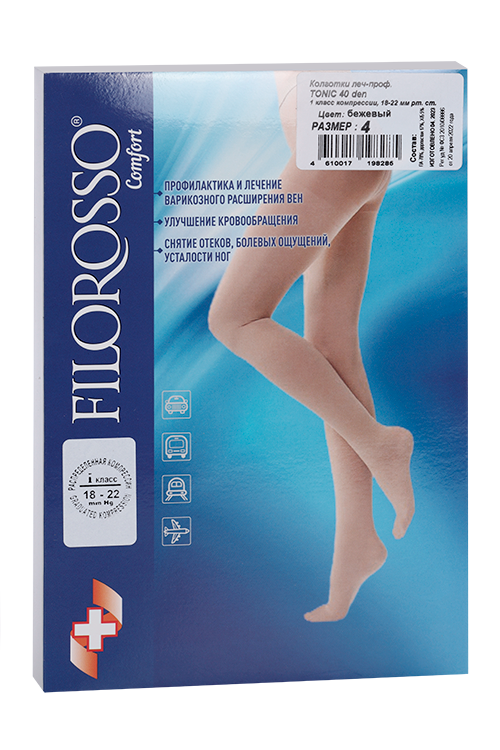 Колготки FILOROSSO Tonic компресс лечеб-профилакт 40 den 1 класс бежевый р 4