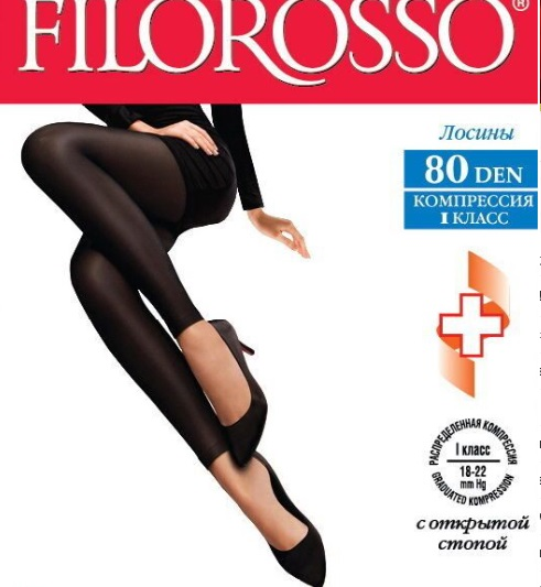 Лосины FILOROSSO компресс лечеб-профилакт 80 den 1 класс черный р 2