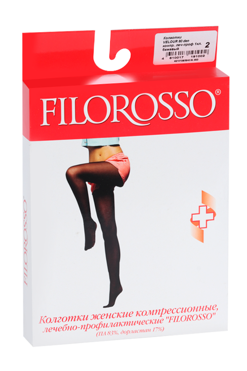 Колготки FILOROSSO Velour компресс лечеб-профилакт 80 den 1 класс бежевый р 2