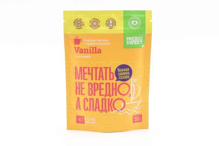 Подсластитель с пребиотиками Prebiosweet Vanilla 0 калорий дой-пак, 150 г