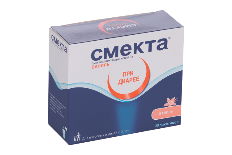 Смекта 3 г, 3,76 г, 20 шт, порошок для приготовления суспензии для приема внутрь ванильный