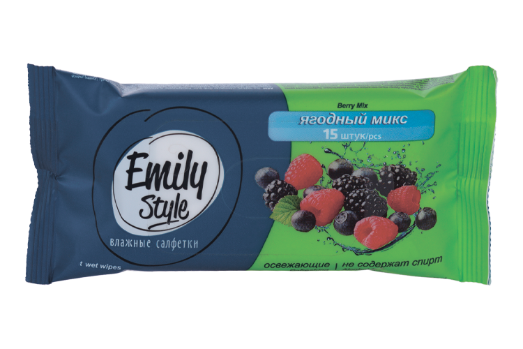 Салфетки Emily Style Ягодный микс влаж универсал, 15 шт